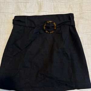Sugarlips Black A-Line Skirt with Tortoise Shell Buckle
